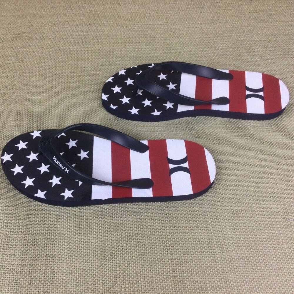 Hurley Merica Flip Flop Sandals USA Flag - Picture 4 of 6